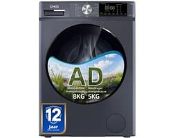 CHiQ CW85862HX - Was-droogcombinatie - 8+5KG - OneTouch Smart Wash - 15 programma's - Stoom & Allergiezorg - Klasse A/D - 12 jaar garantie op motor - 2026 Nieuw