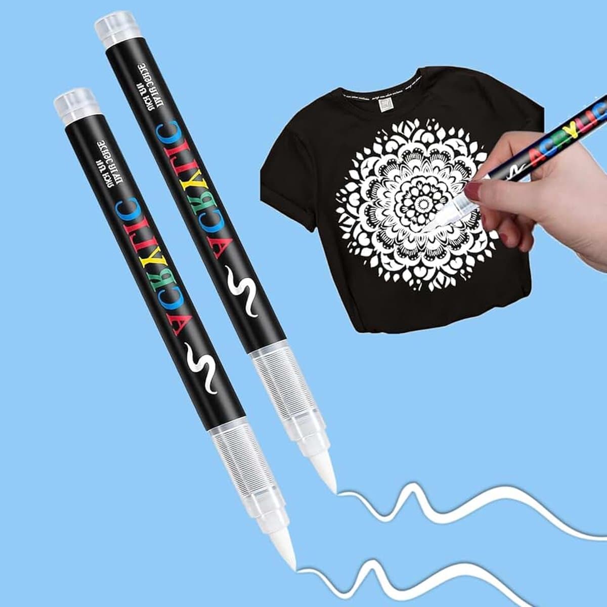 2 stuks witte textielstiften wasmachinebestendig zachte pen 1-6mm textielmarker lichtvast en watervaste stiften textielverf stofmalstiften om te schilderen op stof. — afbeelding 1