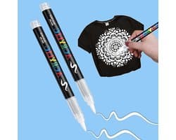 2 stuks witte textielstiften wasmachinebestendig zachte pen 1-6mm textielmarker lichtvast en watervaste stiften textielverf stofmalstiften om te schilderen op stof.
