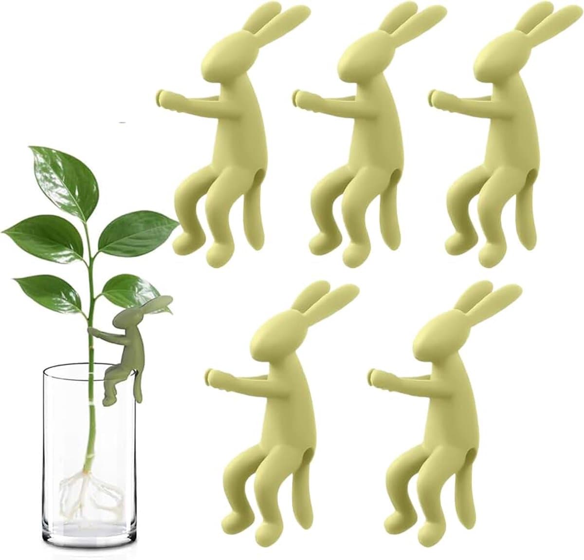 Vaas Propagation Buddy, konijnenthema, 5-delige set, antislip, schattige vrienden voor de verspreiding van binnen, vensterbank, balkon, tafel — afbeelding 1