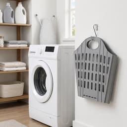 Opvouwbare Wasmand Grijs - 18 Liter - Inklapbare Kunststof Wasmand met Handgrepen - Ventilerend en Ruimtebesparend - Ophangbare Wasgoedmand — thumbnail 5