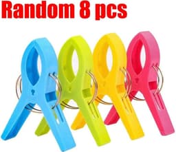 Wasknijpers Kunststof - Kledingklemmen Handdoekclips - Kleding Drogen - Winddicht Ontwerp - 8 stuks - Willekeurig — thumbnail 5