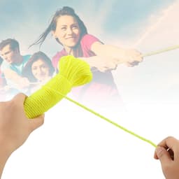 Nylon Touw Waslijn - Buitenlijn Kamperen - Kleding Drogen - Snijdbaar Lengte - 20 Meter - Fluorescerend Geel — thumbnail 2