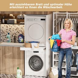 Wasmachine Droger Kast - Wasrek Bovenkast - Ruimte Besparen - Uittrekbaar Werkblad - 180 x 65 x 66 cm — thumbnail 2