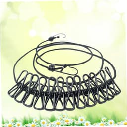 Camping Waslijn - Draagbaar Droogtouw - Kleding Drogen - Elastisch Met Haken - 190 cm Lengte - Zwart — thumbnail 3