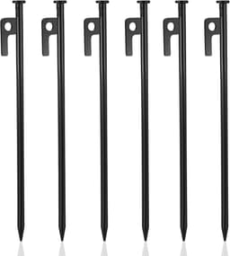 Grondanker - Zwart - 30 cm - Metalen Stalen Tentharingen met Haak - Voor Camping en Outdoor Gebruik — thumbnail 1