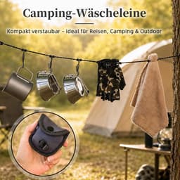 Waslijn uittrekbaar - Zwart - 3 m - Reflecterend Paracord met 12 Winddichte Klemmen - Voor Reizen en Outdoor — thumbnail 4