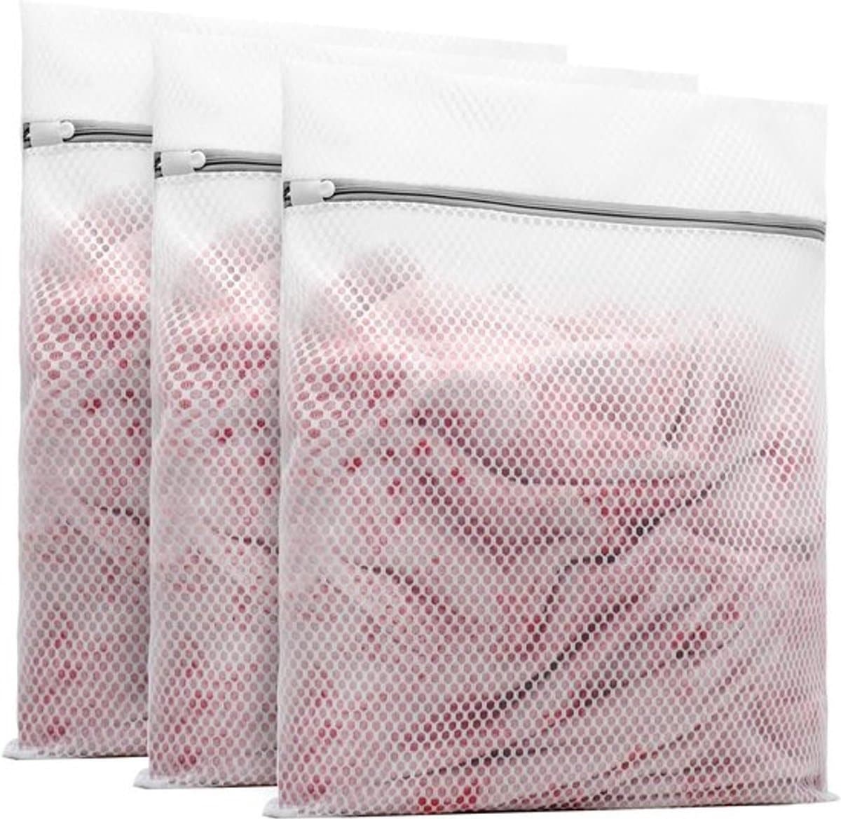 Waszakken - Wasnetten - 40*5OCM - Bescherm je Wasgoed en Wasmachine - Packing Cubes - Travel Organizer - 3 stuks - voor Wasgoed (Sokken, Lingerie & T-Shirts) - Wit — afbeelding 1