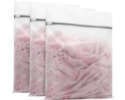 Waszakken - Wasnetten - 40*5OCM - Bescherm je Wasgoed en Wasmachine - Packing Cubes - Travel Organizer - 3 stuks - voor Wasgoed (Sokken, Lingerie & T-Shirts) - Wit