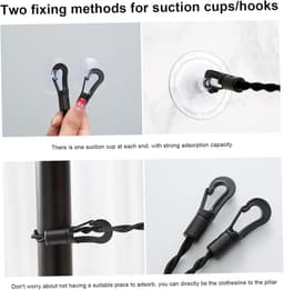 Reis Waslijn - Draagbare Lijn - Kleding Drogen - Met Zuignappen - 2 Stuks 150cm - Zwart — thumbnail 5