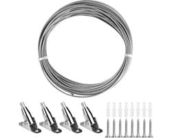 SnelShoppen - RVS Kabel 2 mm x 10 m met PVC Coating | Verstelbare Staal Kabel voor Gordijnen, Waslijn, Hanglamp - Corrosiebestendig voor Binnen en Bui