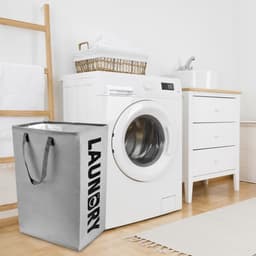 SnelShoppen - 2 Stuks 75L Vouwbare Wasmanden met Verstevigde Handvatten, Duurzaam Canvas, Waterdicht, Ideaal voor Badkamer, Woonkamer, Kamperen — thumbnail 4