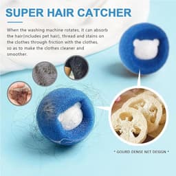 SnelShoppen - Pack van 12 Herbruikbare Haarvangers voor Wasmachine - Dierharen Verwijderen - Geschikt voor Honden en Katten - Efficiënte Pluche Ballen — thumbnail 2
