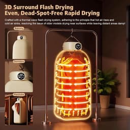 Draagbare Warmtepompdroger – Snel drogen in 18 min met UV-sterilisatie – 6-uurs timer & afstandsbediening – Stil 45 dB – Geschikt voor Appartement/Reizen/Kamperen — thumbnail 2