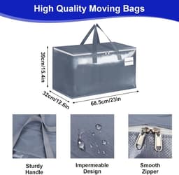 Grote waszakken met rits en labels, 105L, stevige opbergzakken voor kleding, reizen en tuinaccessoires, 2-pack — thumbnail 5