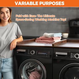Wasmachine Aanrecht - Droger Werkblad - Wasruimte Organiseren - Met Randbescherming - 54 inch Breed - Houtkleur — thumbnail 5