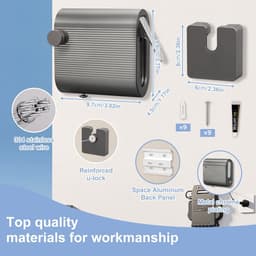 Waslijn Intrekbaar - Drooglijn Uitschuifbaar - Ruimte Besparen - Automatisch Vergrendelsysteem - 4.2 Meter - Grijs — thumbnail 2