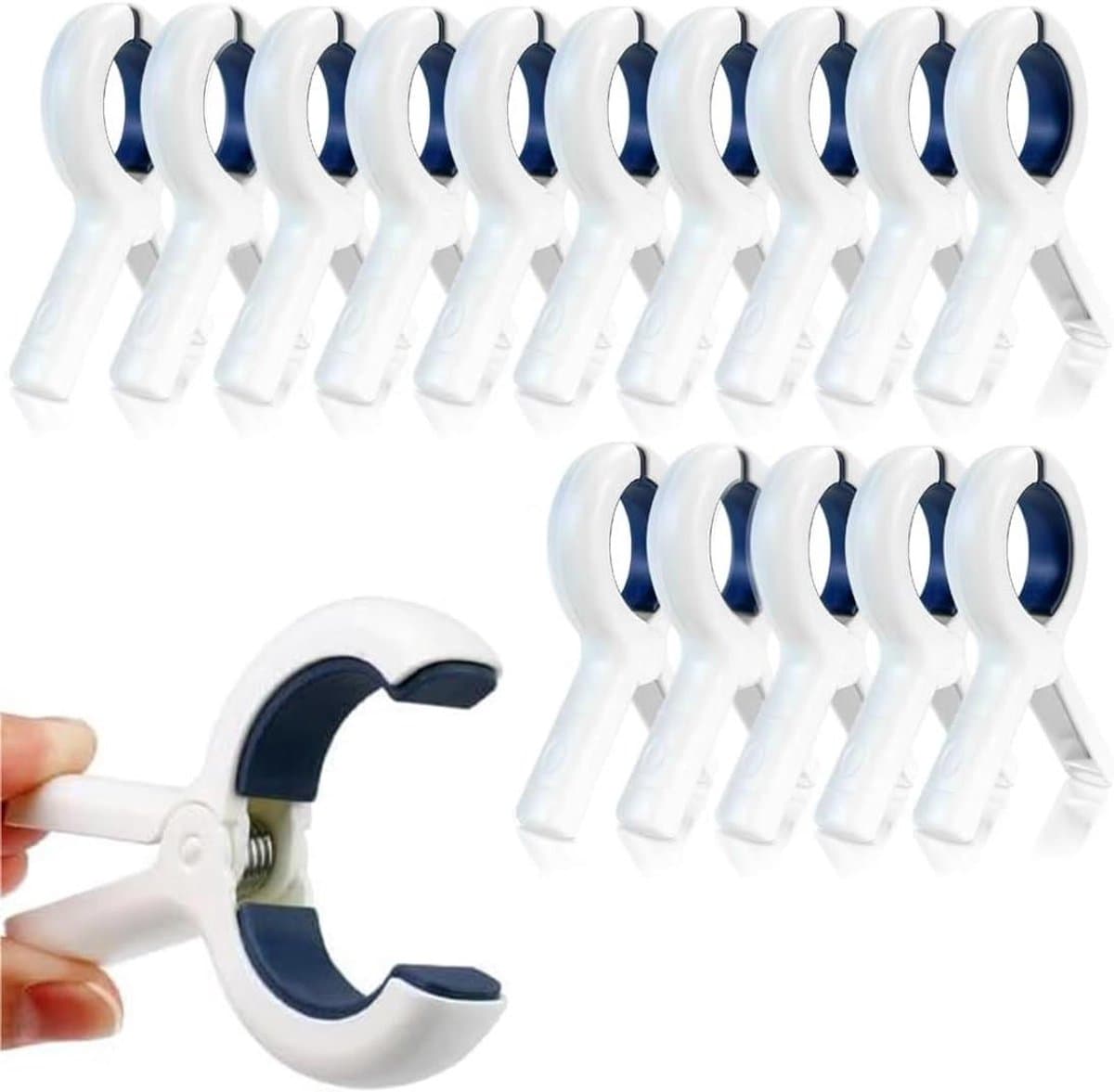 Grote Wasknijpers - Handdoek Klemmen - Wassen Ophangen - Sterke Klemkracht - 15 Stuks - Blauw — afbeelding 1