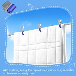 Grote Kledingknijpers, 6 Stuks Handdoek Klemmen, Plastic Strandhanddoek Klemmen voor Ligstoelen, Ideaal voor Buitengebruik en Windbestendig - Blauw — thumbnail 3