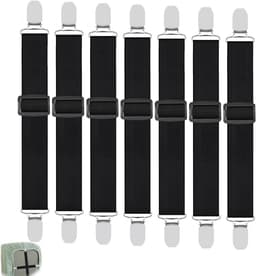 Thijox - 8 stuks verstelbare bedlakenspanners met metalen clip, elastische hoeslakenspanners, beddengoed clips voor bank en strijkplank, ideaal voor c — thumbnail 1