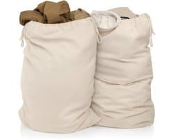 SnelShoppen - Extra grote waszakken 2 sets 50 x 75 cm 100% katoen - Duurzame heavy duty waszak met trekkoord - Herbruikbare wasbox voor kleding, reize