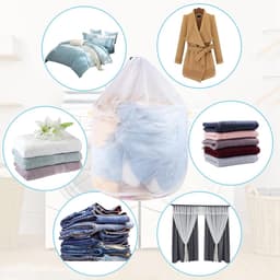 Thijox - 2 Stuks Wasnetten voor Wasmachine 60 x 80 cm - Herbruikbare Mesh Waszakken met Trekkoord voor Blouse, Ondergoed, Jas, Broek - Wit — thumbnail 2