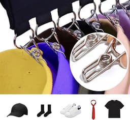 2 Stuks Multifunctionele Jasclip, Wasdroogrek, Draagbare Multifunctionele Kledingclip, Opvouwbaar Droogrek Met Winddichte Haak, voor Meer Droogruimte, voor Sokken, Ondergoed, Hoeden (10 clips) — thumbnail 2