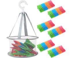 Wasknijpers met mand, wasknijpers zonder afdruk, windbestendige antislip wasknijpermand voor wasknijpers, zak, sokkenklemmen voor thuis, camping, waslijn, handdoek, kleding