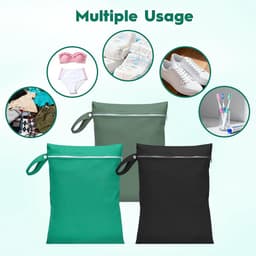 3 waterdichte tassen, 40 x 30 cm, waterdichte reistas, herbruikbaar, voor badpakken, strandhanddoeken en campingaccessoires (zwart, groen, blauw-groen) — thumbnail 3