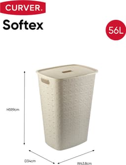 Curver Softex Wasmand met Deksel 56L - 2 stuks - Beige — thumbnail 2
