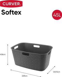 Curver Softex Wasmand - 45 liter - Set van 2 - 57x37x27cm - Antraciet — thumbnail 2