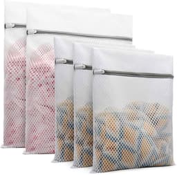 5pcsEen set waszakken van honingraatgaas, geschikt voor het opbergen van kwetsbare kledingstukken en voor gebruik als machinewasbare zakken voor ondergoed,3 Medium + 2 Groot — thumbnail 1