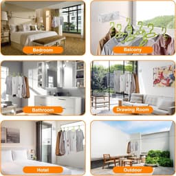 Thijox - Uittrekbare waslijn voor binnen met 2 lijnen, wandmontage, niet doorhangend wasrek, roestvrijstalen touw, ideaal voor badkamer, slaapkamer, b — thumbnail 2