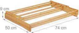 Bamboe Handdoekenrek - Opvouwbaar Droogrek - 6 Niveaus - 11 Droogstangen - 106 x 36 x 23 cm - Natuurlijk - Voor Badkamer en Wasruimte — thumbnail 3