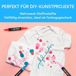 20 textielstiften Dual Tip - wasmachinebestendig en permanent voor T-shirts, stoffen tassen, schoenen en meer - niet giftig, ideaal voor kinderen en volwassenen — thumbnail 3