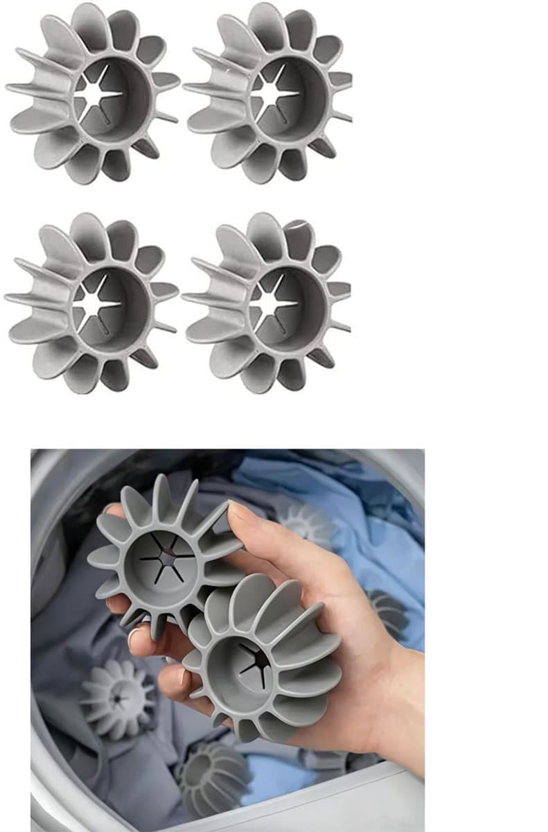 4-stuks Siliconen wasmachinebal - Wasballen - Herbruikbare wasballen - En reinigingsballen - Anti-klit en gemakkelijk schoon te maken - Siliconen - 7.8×6.5cm - Geschikt voor wasmachines, drogers en stoomdrogers - Grijs — afbeelding 1