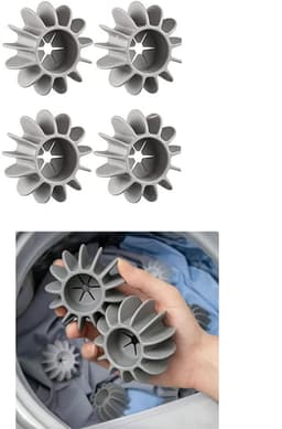 4-stuks Siliconen wasmachinebal - Wasballen - Herbruikbare wasballen - En reinigingsballen - Anti-klit en gemakkelijk schoon te maken - Siliconen - 7.8×6.5cm - Geschikt voor wasmachines, drogers en stoomdrogers - Grijs — thumbnail 1