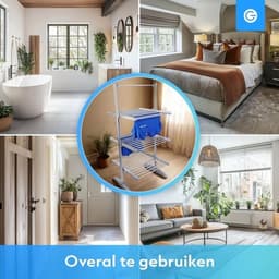 RFWR® Inklapbare Verwarmde Droogtoren met 20 Stangen – Energiezuinig Wasrek voor Binnengebruik – Ruimtebesparend Ontwerp 73x70x147 CM – Veilig voor Kinderen en Huisdieren — thumbnail 3