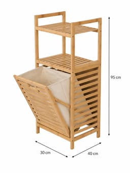 Bamboe Wasmand met Bovenrek en Uitneembare Waszak – 25L - 30 x 40 x 95 cm — thumbnail 3