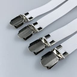 Elastische strijkplankovertrekspanners, hoekhouders voor lakens, klemmen voor lakens/bankhoezen/tafelkleden, laarzenclips, broekspijpklemmen (wit, 4 stuks) — thumbnail 2