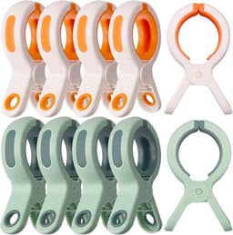 Handdoekclips voor strandstoel, 10 stuks, handdoekclips voor stoelen, cruise, zwembad, grote, sterke kledingclips om te voorkomen dat de handdoek wegwaait, onmisbare strand- en cruisebenodigdheden (wit + groen) — thumbnail 1