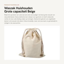Dailygoods- Waszak Grote Capaciteit - Waszakken voor Wasgoed - Waszak met Koordvergrendeling - Natuurlijk Katoen - Milieuvriendelijk - 15x20 cm - Wasmand — thumbnail 1