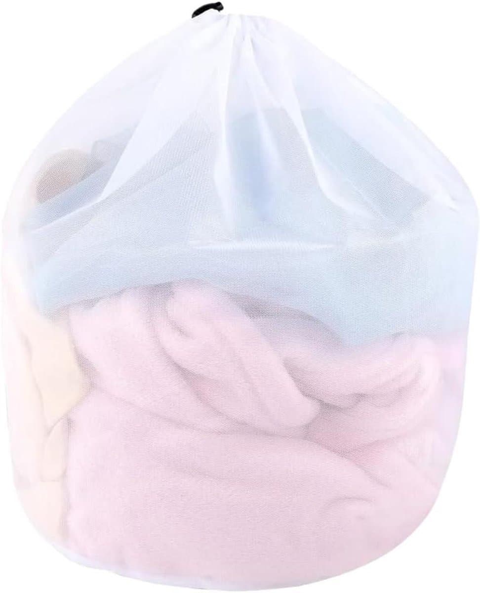 Wassenet - Wäschesack voor Waschmaschine - 1 Stuk 50x60cm - Fijnmazig met Kordelstopper - Voor Ondergoed en Babykleding - Wit — afbeelding 1