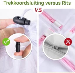 Wäschenetz Set - Wäschesack voor Waschmaschine - 5 Stuks - Feinmaschig Mesh met Kordelstopper - voor BH, Socken en Reiskleding - Diversen Maten — thumbnail 5