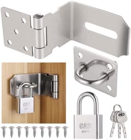 Dailygoods- Deurslot 90-graden - Roestvrij Stalen Tuinpoortslot - Slaapkamerdeurslot - Deurvergrendeling - Extra Beveiliging - Inclusief 3 Sleutels en Schroeven - Poortslot — thumbnail 1