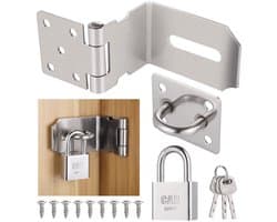Dailygoods- Deurslot 90-graden - Roestvrij Stalen Tuinpoortslot - Slaapkamerdeurslot - Deurvergrendeling - Extra Beveiliging - Inclusief 3 Sleutels en Schroeven - Poortslot