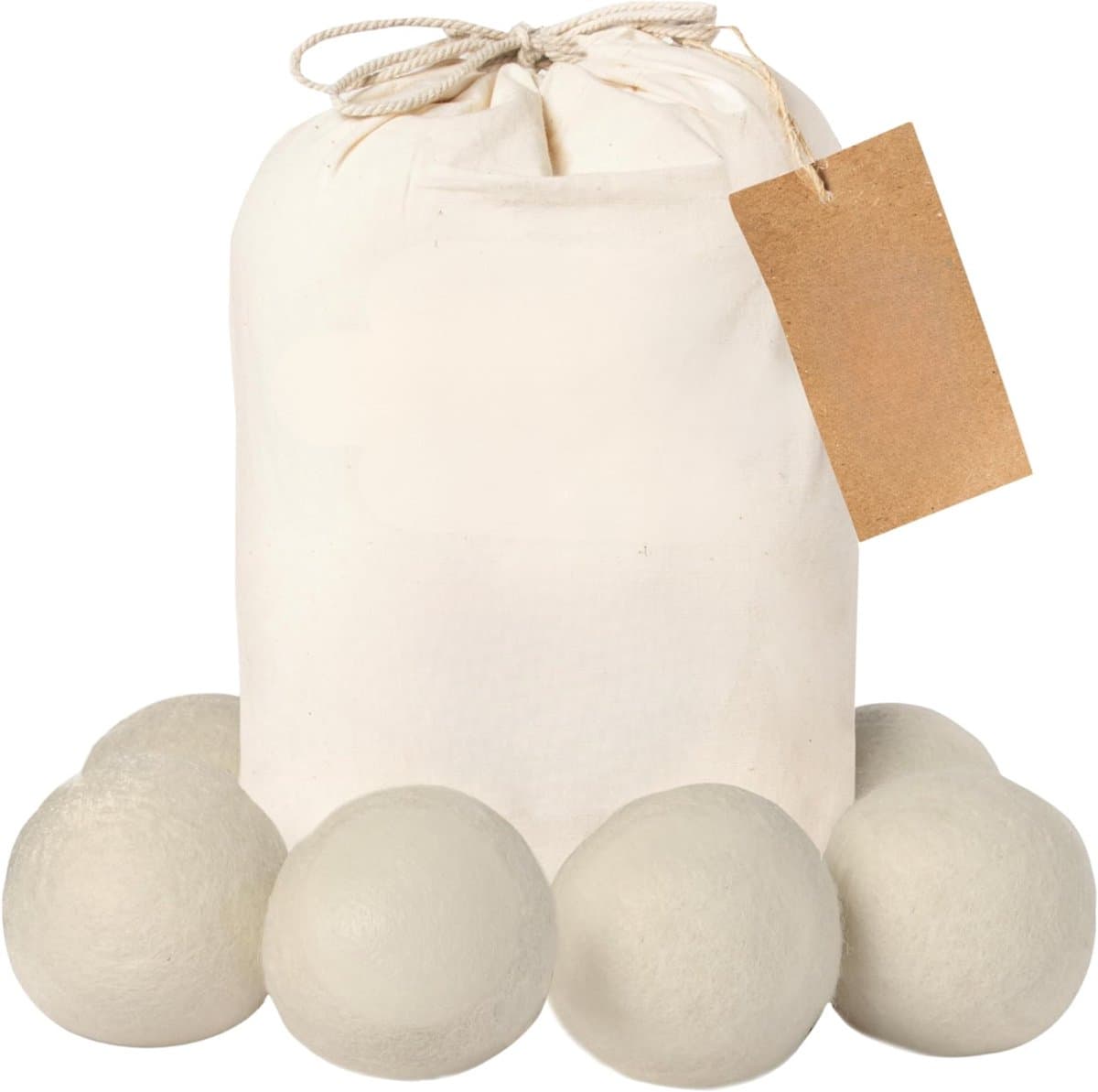SNJY® Wasdrogerballen - Droogballen - Droogballen Voor Wasdroger - 6 Stuks - 100% Premiumschapenwol - Wit — afbeelding 1