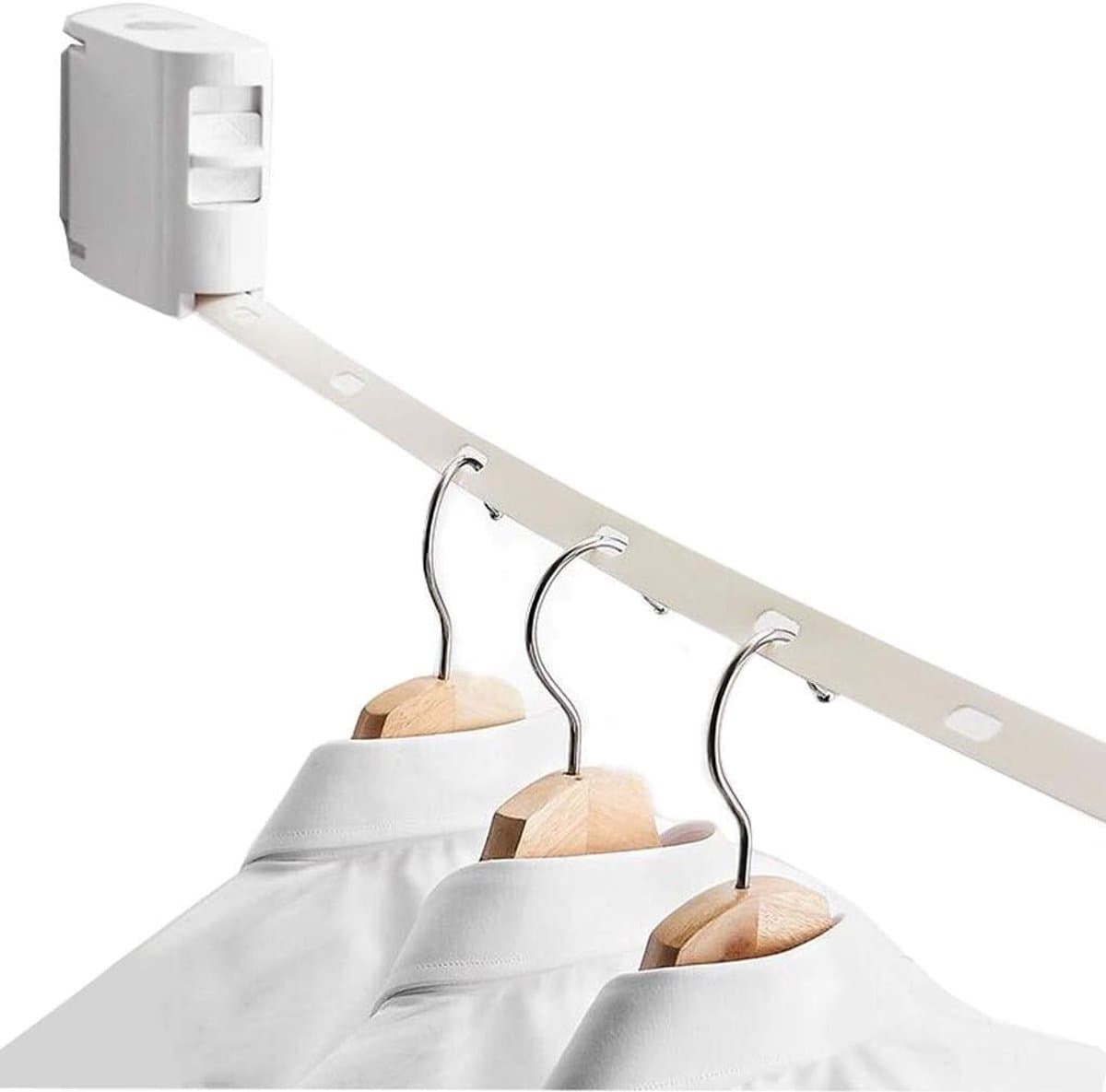 Intrekbare Waslijn - Draagbare Lijn - Kleding Drogen - Telescopisch Verstelbaar - 42 Meter - Wit — afbeelding 1