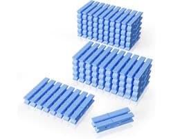 Houten Wasknijpers - Kledinghangers Clips - Kleding Drogen - Stevig Massief Hout - 100 Stuks - Blauw