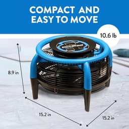Vloerdroger - Tapijtdroger Ventilator - Snel Drogen - 360-graden Luchtstroom - 38.6 cm - Grijs — thumbnail 3